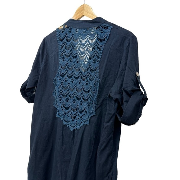 Club Z Collection Navy Lace Swim Coverup Dress, Small - Picture 3 of 13